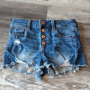 American Eagle Blue Distressed Jean Shorts